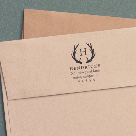 Rustic Antler Monogram Return Address Permastempel