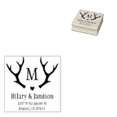 Rustic Antler Wedding Address Briefmarke Gummistempel (Stempel)
