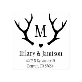 Rustic Antler Wedding Address Briefmarke Gummistempel