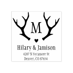 Rustic Antler Wedding Address Briefmarke Gummistempel