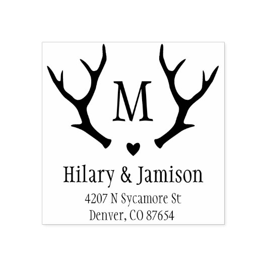 Rustic Antler Wedding Address Briefmarke Gummistempel (Prägung)