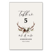 Rustic Antler Wedding Woodland Deer Table Number Tischnummer (Rückseite)
