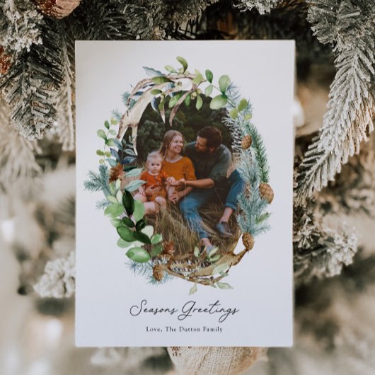 Rustic Antler Weihnachtskarten Einladungen