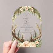 Rustic Antler Woodland Floral Wedding Acryleinladungen (Insitu (Handheld))