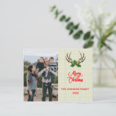 Rustic Antlers Christmas Feiertagspostkarte (Stehend Vorderseite)