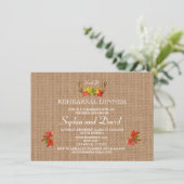 Rustic Antlers Fall Boho Wedding PROBE DINNER Einladung (Stehend Vorderseite)