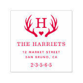 Rustic Antlers Monogram Family Name Rücksendeadres Permastempel (Design)