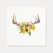 Rustic Antlers Sonnenblume Monogram Wedding Cockta Serviette (Vorderseite)