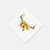 Rustic Antlers Sonnenblume Monogram Wedding Cockta Serviette (Ecke)