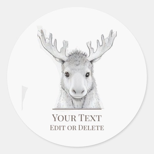 *~* Rustic AP49 Cute Sweet Baby Moose Runder Aufkleber (Vorderseite)