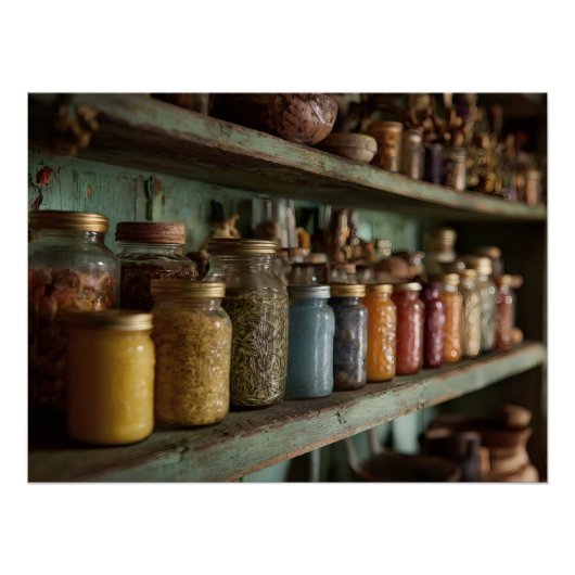 Rustic Apothecary Herb Jar Shelf Poster (Vorderseite)