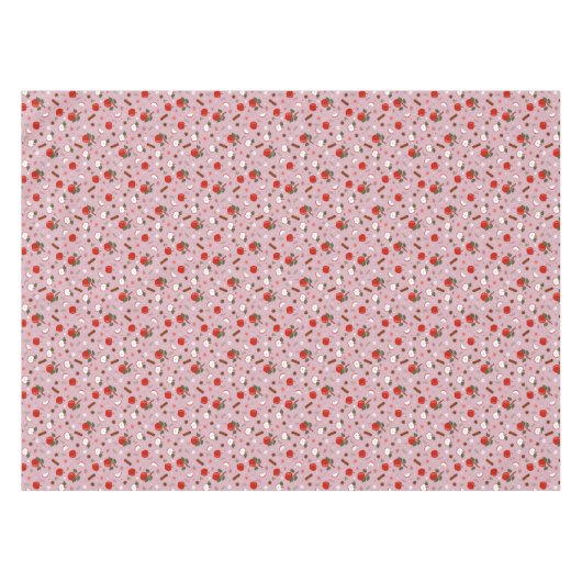 Rustic Apple & Cinnamon Pattern. Pink Cozy Kitchen Tischdecke (Vorderseite (Horizontal))