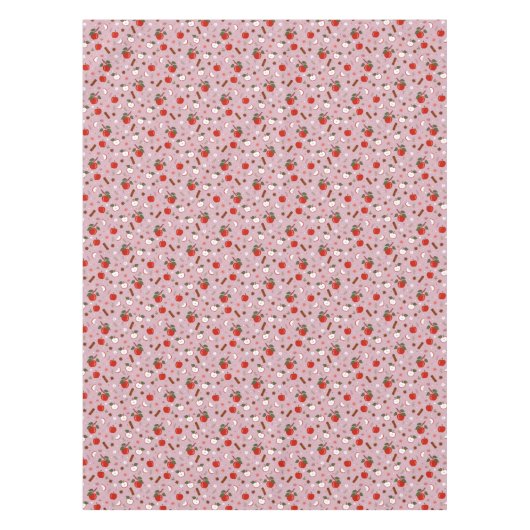 Rustic Apple & Cinnamon Pattern. Pink Cozy Kitchen Tischdecke (Vorderseite)