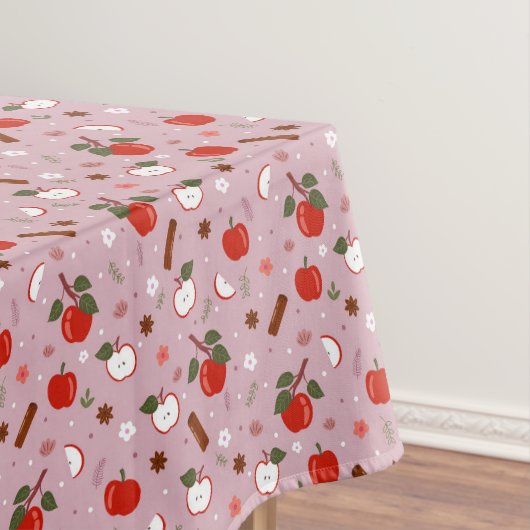 Rustic Apple & Cinnamon Pattern. Pink Cozy Kitchen Tischdecke (Beispiel)