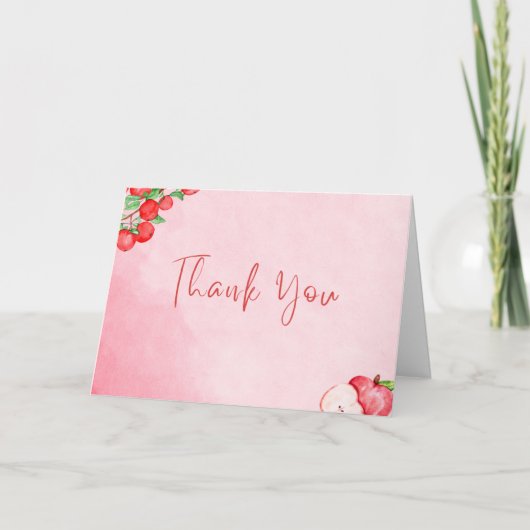 Rustic Apple Thank You Card – Red Watercolor Dankeskarte (Vorderseite)