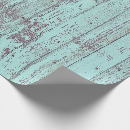 Rustic Aqua Barn Wood Geschenkpapier (Ecke)