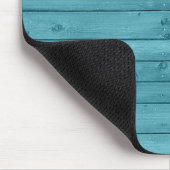 Rustic Aqua Blue Aquamarin Wood Mousepad (Ecke)