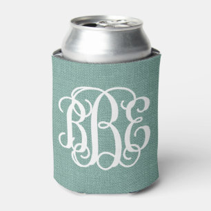 Rustic Aqua Preppy Script Monogram Dosenkühler