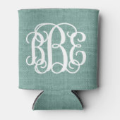 Rustic Aqua Preppy Script Monogram Dosenkühler (Vorderseite)