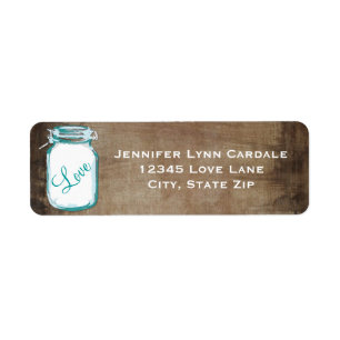 Rustic Aquamarin Brown Mason Jar Wedding Address L