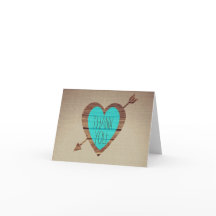 Rustic Aquamarin Heart Arrow Vielen Dank Anmerkung