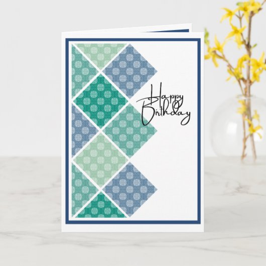 Rustic Arabesque Geburtstag Subtle Blues Karte (Gelbe Blume)