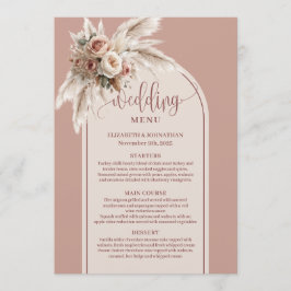 Rustic Arch Pastel Pink Pampas Floral Wedding Menu Menükarte
