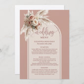 Rustic Arch Pastel Pink Pampas Floral Wedding Menu Menükarte (Vorne/Hinten)