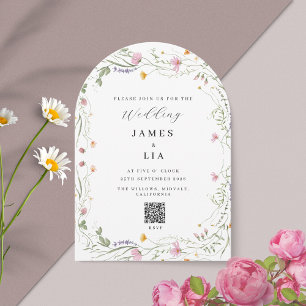 Rustic Arch Wildblume+ UAWG QR Code Hochzeit Einladung