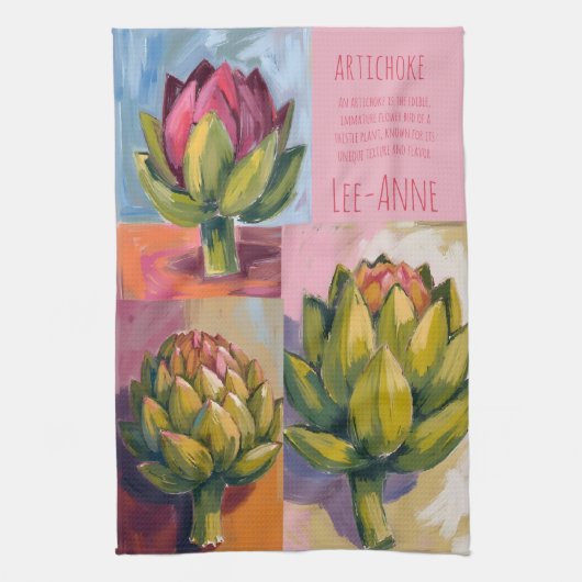 Rustic artichoke Watercolor Farmhouse Kitchen Geschirrtuch (Vertikal)