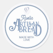 RUSTIC ARTISAN BREAD Freshed Baked Farmhouse Blue Runder Aufkleber (Vorderseite)