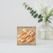 Rustic Artisanal Bakery Square Business Card Quadratische Visitenkarte (Stehend Vorderseite)