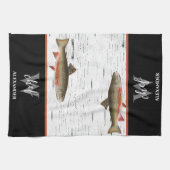 Rustic Aspen Bark Foreut Fischer See Haus Küche Geschirrtuch (Horizontal)