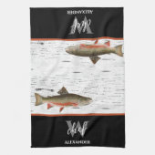 Rustic Aspen Bark Foreut Fischer See Haus Küche Geschirrtuch (Vertikal)