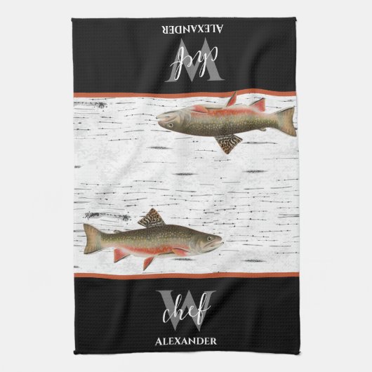 Rustic Aspen Bark Foreut Fischer See Haus Küche Geschirrtuch (Vertikal)