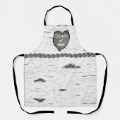 Rustic Aspen Bark Wood Carved Heart #1 Mama Name Schürze (Vorderseite)