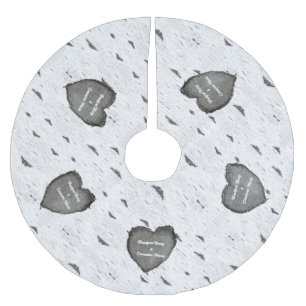 Rustic Aspen Bark Wood Carved Hearts Paare Namen Polyester Weihnachtsbaumdecke
