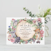 Rustic Australia Native Animals Floral Baby Showro Einladung (Stehend Vorderseite)