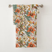 Rustic Autumn Blooms Olive Terracotta Bath Towels Badhandtuch Set (Insitu)