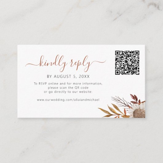 Rustic autumn fall boho wedding online rsvp begleitkarte (Vorderseite)