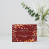 Rustic Autumn Fall Floral Wedding Thank You Platzkarte (Stehend Vorderseite)