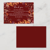 Rustic Autumn Fall Floral Wedding Thank You Platzkarte (Vorne/Hinten)