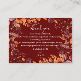 Rustic Autumn Fall Floral Wedding Thank You Platzkarte