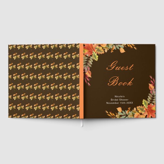 Rustic Autumn Fall Leaves Bridal Shower Gästebuch (Voll)