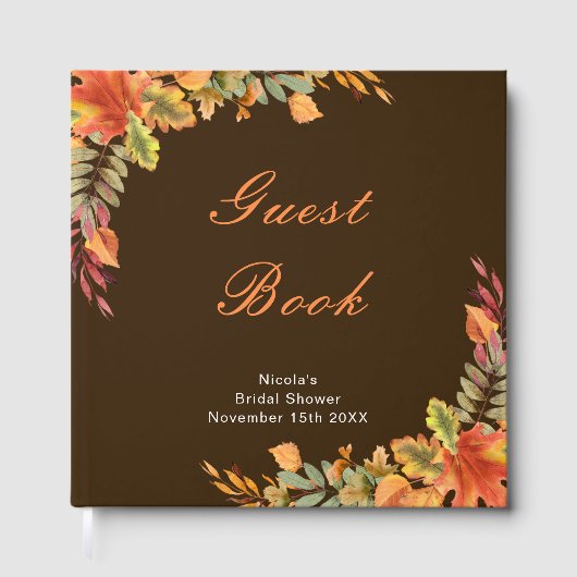 Rustic Autumn Fall Leaves Bridal Shower Gästebuch (Vorderseite)