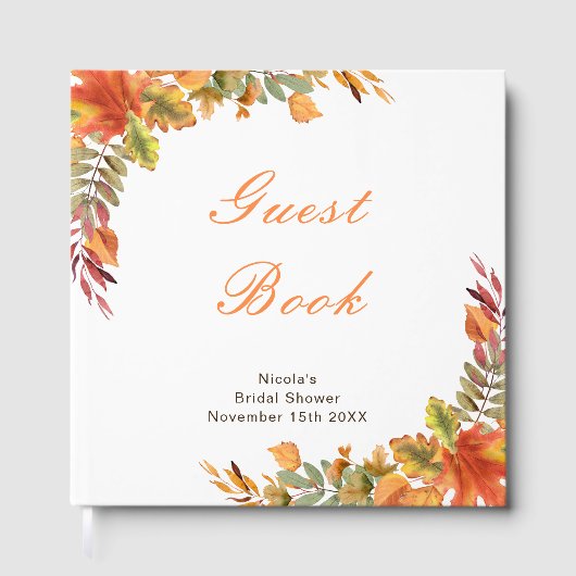 Rustic Autumn Fall Leaves Bridal Shower Gästebuch (Vorderseite)