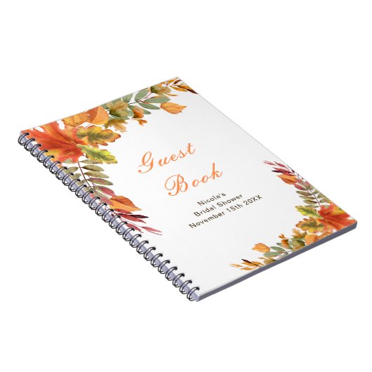 Rustic Autumn Fall Leaves Bridal Shower Guest Book Notizblock (Rechte Seite)