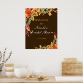 Rustic Autumn Fall Leaves Bridal Shower Welcome Poster (Küche)