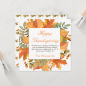 Rustic Autumn Fall Leaves Square Thanksgiving  Karte (Vorderseite/Rückseite Beispiel)