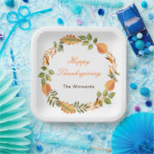 Rustic Autumn Fall Leaves Square Thanksgiving  Pappteller (Party)